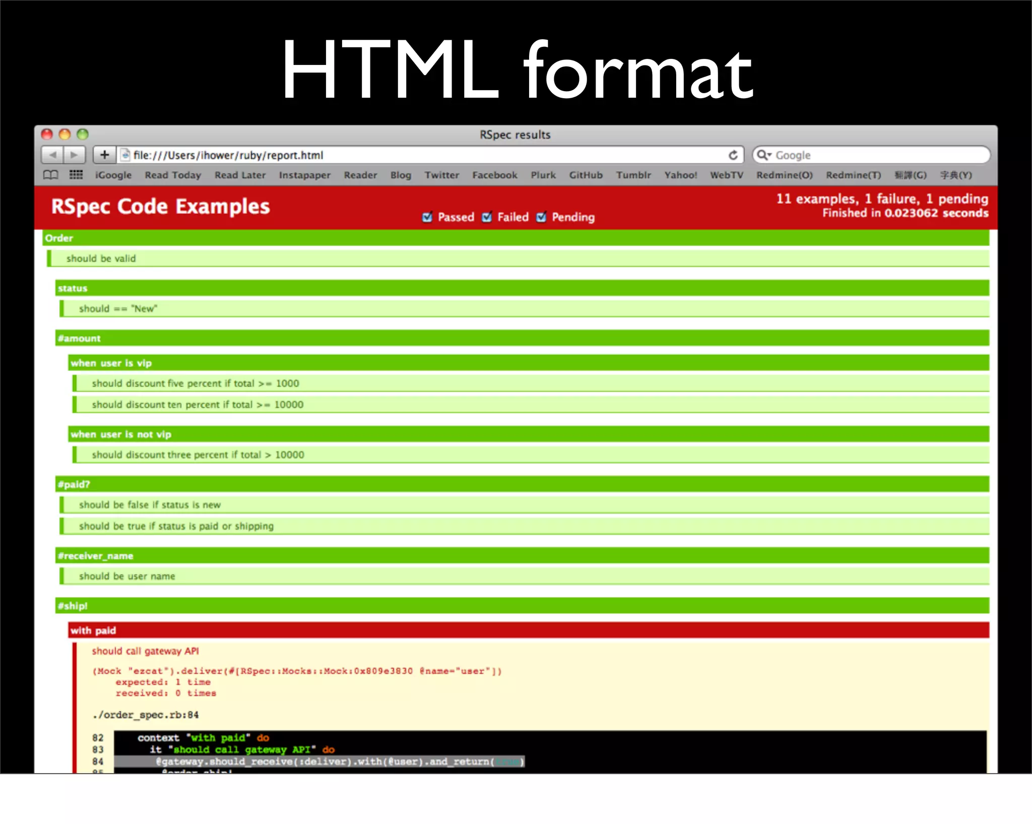 HTML format
 