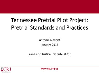 www.crj.org/cji
Tennessee Pretrial Pilot Project:
Pretrial Standards and Practices
Antonio Nesbitt
January 2016
Crime and Justice Institute at CRJ
 