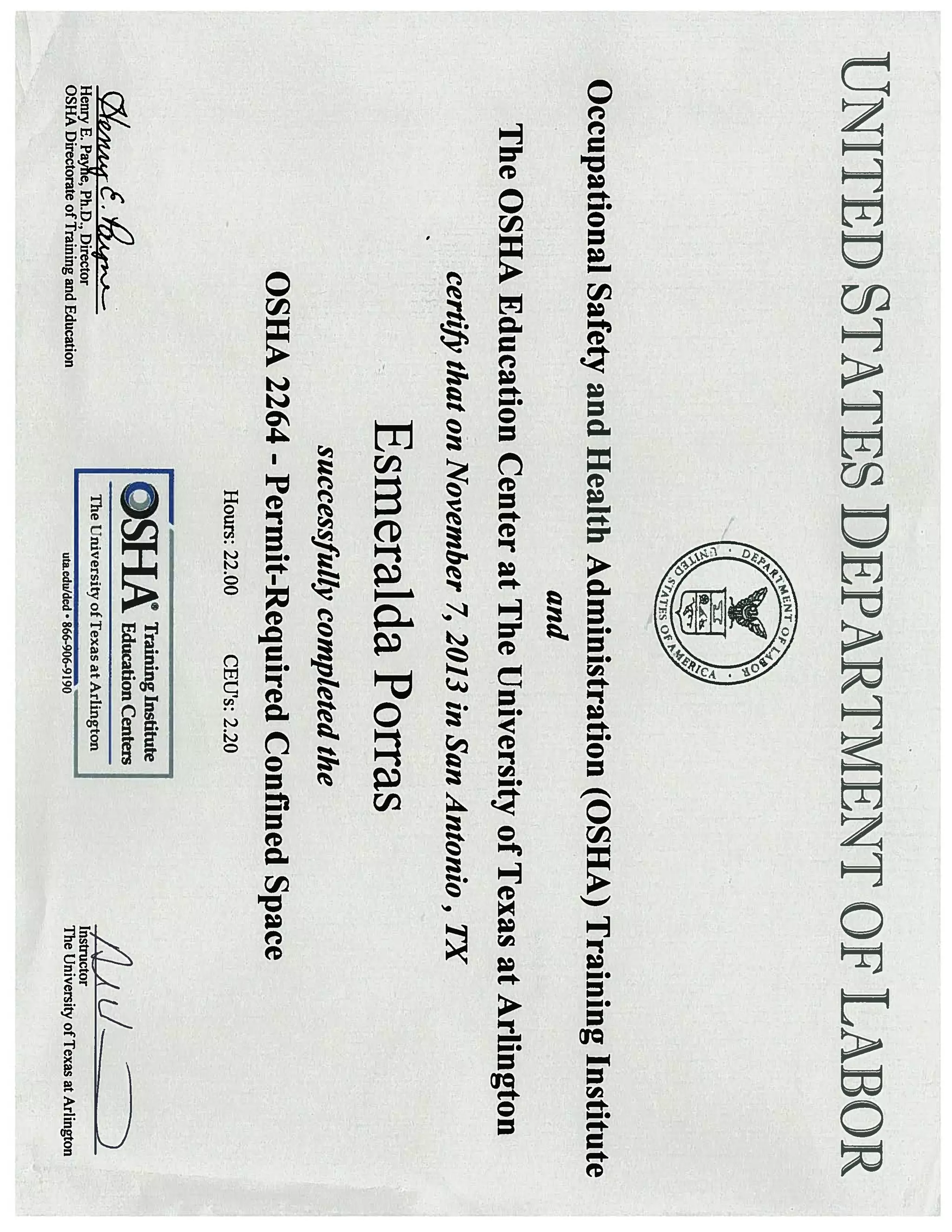 OSHA 2264 - Permit Required Confined Space