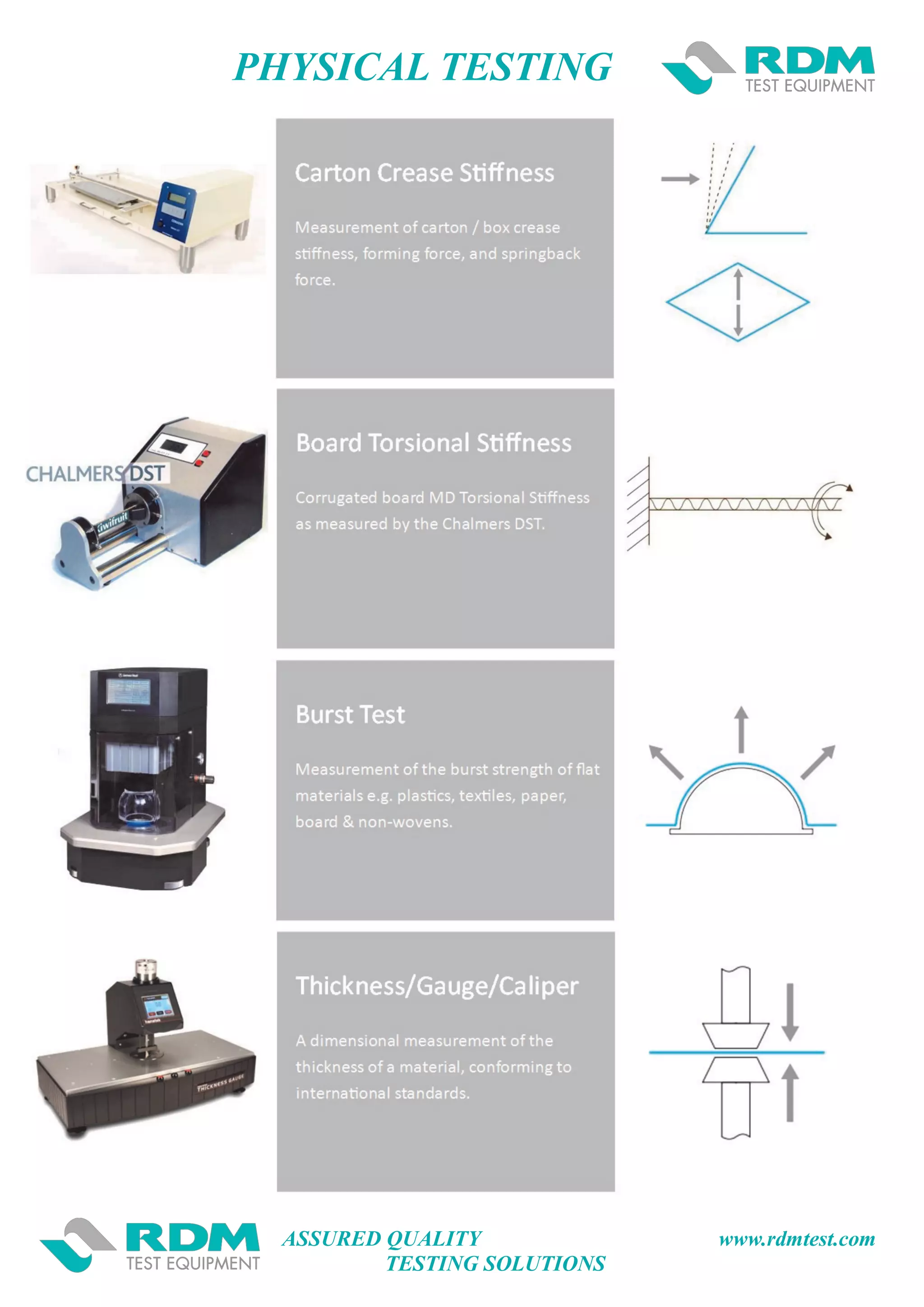 ASSURED QUALITY www.rdmtest.com
TESTING SOLUTIONS
PHYSICAL TESTING
 