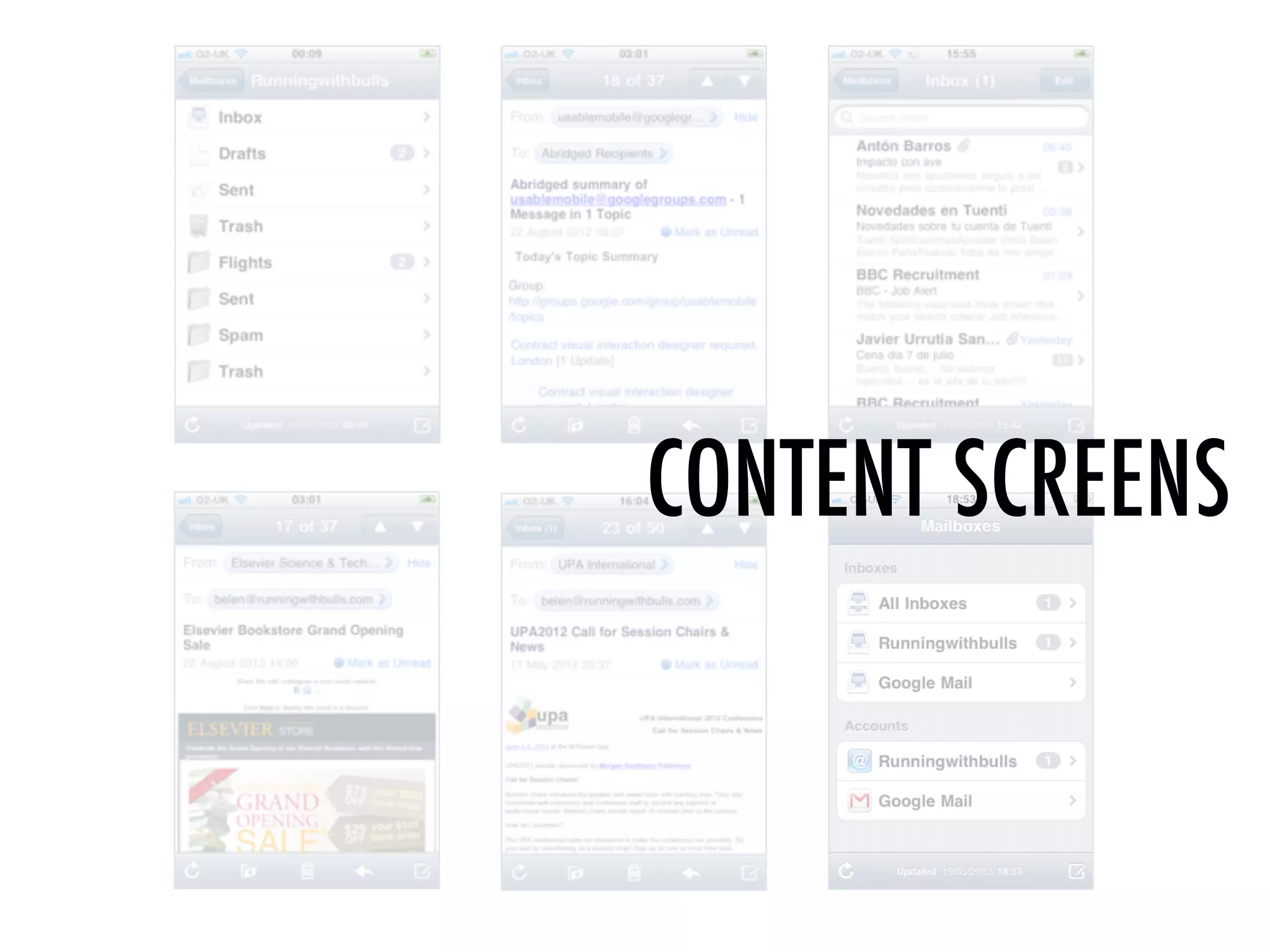 CONTENT SCREENS
 