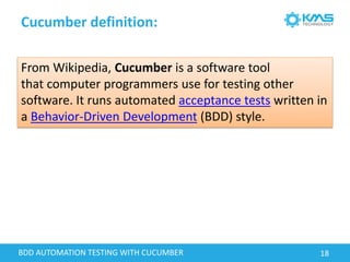Behavior-Driven Development and Automation Testing Using Cucumber Framework Webinar