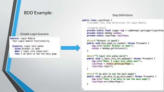 BDD Example:
Simple Login Scenario
Step Definitions
 