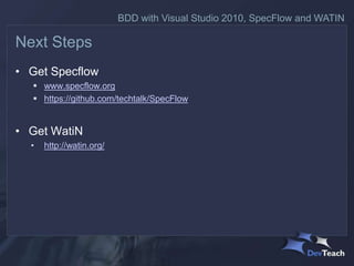 Bdd and spec flow | PPTX