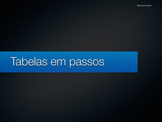 @dudumendes




Tabelas em passos
 