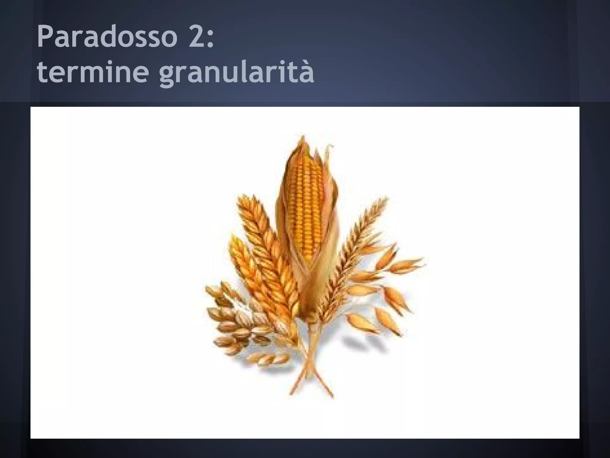Paradosso 2:
termine granularità
 