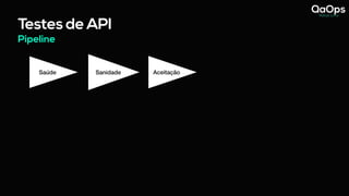 Testes de API
Pipeline
Saúde Aceitação
Sanidade
 
