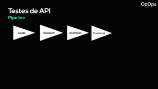 Testes de API
Pipeline
Saúde Aceitação
Sanidade Funcional
 