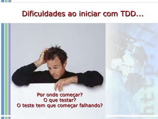 Dificuldades ao iniciar com TDD... Por onde começar? O que testar? O teste tem que começar falhando? 