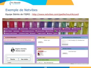 Exemple de Netvibes
Equipe Stéréo de l’ISM2 : http://www.netvibes.com/gaellechou#Accueil
149
 