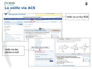 La veille via ACS
84
Veille via un flux RSS
Veille via des
alertes e-mail
 