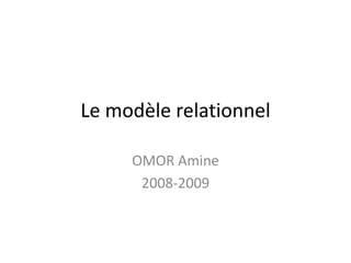 Le modèle relationnel
OMOR Amine
2008-2009
 
