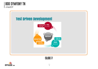 BDD SYMFONY TN
rmed19
SLIDE 7
7
Test Driven Development
 