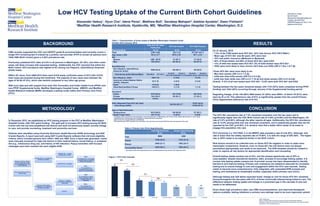 Low HCV Testing Uptake of the Current Birth Cohort Guidelines
Alexander Geboy1, Hyun Cha1, Idene Perez1, Matthew Bell1, Sandeep Mahajan2, Adebisi Ayodele2, Dawn Fishbein2
1MedStar Health Research Institute, Hyattsville, MD, 2MedStar Washington Hospital Center, Washington, D.C.
BACKGROUND
CMS recently supported the CDC and USPSTF grade B recommendation and currently covers a
single HCV screening test if ordered by a primary care provider (PCP) to screen all persons born
1945-1965 (Birth Cohort) given a 3.25% prevalence rate.
Previously published HCV rates of 2.5% in all persons in Washington, DC (DC), and other urban
areas, will likely increase with expanded testing. Additionally, the CDC reported that within the
Birth Cohort, HCV prevalence was highest at 8% among non-Hispanic, black/African American
(b/AA) males.
Within DC alone, from 2008-2012 there were 9,819 newly confirmed cases of HCV with 15,915
total cases documented during this timeframe. The majority of new cases were between the
ages of 50-59 (47.9%), which was twofold compared to any other age group.
With such data and with support from both CDC Prevention and Public Health Fund (PPHF) and
non-PPHF Supplemental funds, MedStar Washington Hospital Center (MWHC) and MedStar
Health Research Institute (MHRI) developed a testing center within their Primary Care Clinic
(PCC).
METHODOLOGY
In December 2012, we established an HCV testing program in the PCC at MedStar Washington
Hospital Center, with CDC grant funding. The goal was to increase HCV testing among the Birth
Cohort who did not have predefined risk factors and were not previously tested; provide linkage
to care, and provide counseling, treatment and preventive services.
Patients were identified using Centricity Electronic Health Records (EHR) technology and SAP
Crystal Reports. A report was built using SAP Crystal Reports software that mirrored eligibility
criteria, which included persons born within 1945 and 1965. Once a report was generated, charts
were manually screened for high-risk factors in their medical history, social history, or problems
list (e.g., intravenous drug use, and history of HIV infection). Popup reminders with focused
messages were then inserted into each eligible EHR.
RESULTS
As of January, 2015:
• 7.5% of the 2166 tested were HCV Ab+, 62% had chronic HCV (HCV RNA+)
• Mean age of HCV Ab+ was 60 years; 54% were men
• 76% had public insurance (Medicare or Medicaid)
• 84% of those tested, and 90% of those HCV Ab+ were b/AA
• 13% of bAA men tested were HCV Ab+, 6% of b/AA women were HCV Ab+
• IVDU were more likely to have chronic HCV than non-IVDU (OR 3.7 [CI95 1.8-7.5])
Those HCV Ab+ were more likely to be:
• Men than women (OR 2.4 [1.7-3.3]),
• b/AA men than b/AA women (OR 2.5 [1.8-3.5]),
• b/AA men than white men (OR 4.4 [1.1-18.4]) and white women (OR 2.4 [1.0-5.8])
Overall, 11.6% of all men tested were HCV Ab+; 12.8% were both HCV Ab+ and b/AA.
Testing between the two years remained steady, with 1123 (52%) tests completed during PPHF
funding, and 1043 (48%) occurring through January of the Supplemental funding period.
Regarding linkage, of the 140 (86%) RNA tested, 87 (62%) were RNA+, of which 79 (91%) were
seen by ID or GI. This adherence rate of 91% is significantly greater than the overall Primary
Clinic Appointment adherence rate of 51.8%.
CONCLUSION
The HCV Ab+ prevalence rate of 7.5% remained consistent over the two years and is
significantly higher than the CDC Birth Cohort rate of 3.25% (p<0.001) and the Washington, DC
rate of 2.5% (p<0.001), although the latter reports all ages. Additionally, the HCV Ab+ prevalence
rate of 12.8% among b/AA men has remained consistent, and is statistically greater than the 8%
reported by the CDC (p<0.001). It is remains clear that a better effort needs to be made to
engage this population into care.
HCV chronicity (i.e. HCV RNA +) in the MWHC data revealed a rate of only 62%. Although, this
rate is lower than the widely reported rate of 75-80%, it is with the range of 55%-85%. The higher
rate in IVDU needs to be explored further in the Birth Cohort.
Risk factors should to be collected even on those HCV Ab negative in order to make more
meaningful comparisons. However, even on those Ab+ the risk factors were not always
ascertained appropriately and needs to be improved. The EHR template should be created in
order to capture all risk factors for appropriate identification and counseling.
Overall testing uptake remains low at 24%, and the missed opportunity rate of 28% is
unacceptable, despite educational sessions, talks, prompts to encourage testing uptake. It is
unclear why testing uptake remains low. A provider survey has been disseminated to identify
barriers to and improve testing. Primary care champions are needed to advocate for increased
testing and to ensure linkage to care and engagement within the HCV care cascade. Testing
needs to become more comprehensive, fully integrated, with automated EHR prompts and
testing, and maintained as sustainable models, especially within primary care clinics.
Although testing was well below expected levels, linkage to care for those HCV Ab+ remained
strong throughout the two years with 91% of those chronically infected being linked to care. The
difference between testing uptake and linkage is a prominent gap in the cascade of care and
needs to be addressed.
Given these high prevalence rates, new CMS recommendations, and improved therapeutic
options available, testing initiatives in primary care settings need to be more rigorously upheld.
Author Disclosures:
Dawn A. Fishbein, MD has served on an Advisory Board for Boehringer Ingelheim
Alexander G. Geboy has served on an Advisory Board for Gilead Sciences, LLC. Both have grant
funding from CDC and Gilead Sciences.
Table 1: Characteristics of those tested at MedStar Washington Hospital Center
October 2012-January, 2015
Total HCV Ab Tests
Performed
HCV Ab Positive HCV RNA Positive
Characteristics N (%) N (%) N (%)
Total 2166 (100) 162 (7.5) 87/140* (62.1)
Age (mean + SD) 58.4 + 5.7 59.9 + 5.0 59.7 + 4.8
Sex
Women 1408 (65.0) 74 (45.7) 37 (42.5)
Men 758 (35.0) 88 (54.3) 50 (57.5)
Race/Ethnicity
Non-Hispanic, black/African
American (b/AA)
1809 (83.5) 146 (90.1) 80 (92.0)
Intra-Group (b/AA Women/Men) 1192 (65.9) 617 (34.1)
67 (45.9)
[67/1192 (5.8)]
79 (54.1)
[79/617 (12.8)]
35 (43.8)
[35/67 (52.2)]
45 (56.2)
[45/79 (57.0)]
Non-Hispanic, white 168 (7.8) 8 (4.9) 3 (3.4)
American Indian/Alaskan Native
(AI/AN), Hispanic
33 (1.5) 4 (2.5) 3 (3.4)
Asian 10 (0.5) 1 (0.6)
Other/Declined/Don't Know 146 (6.7) 3 (1.9) 1 (1.2)
Insurance*
Public 1376 (63.5) 123 (75.9) 66 (75.9)
Private 784 (36.2) 39 (24.1) 21 (24.1)
Declined/Not Reported 6 (0.3)
IVDU (Reported Post HCV Ab Test)ⱡ
Intra-Group (IVDU)
64/142 (45.1)**
37/87 (42.5)
37/64 (57.8)
Type of Test Performed
Venipuncture 1915 (88.4) 149 (92.0) 81 (93.1)
Rapid Finger Stick 251 (11.6) 13 (8.0) 6 (6.9)
• 22 patients were removed from this calculation; 3 were deceased prior to RNA testing, and 19 were either tested without result, or never tested
** 20 patients were removed from this calculation as IVDU was never ascertained
* Public insurance includes Medicare and Medicaid
ⱡ N/A responses were NOT included in this calculation, but only those who answered OR that had it documented in the chart
Table 2. Primary Care Clinic Appointments
Total Appointments Unique Appointments
N (%) N (%)
Total 8966 4388
Tested 2166 (24.2) 1370 (31.2)
Missed 2480 (27.7) 1083 (24.7)
Canceled/No Show* 4320 (48.1) 1935 (44.1)
*Cancelled and No-show appointments were not differentiated during October 2012-September 2013
Weekly reporting Input
Provider popups in EHR
chart requesting HCV test
for BC patients
Patient presents to PCC 
Seen by MD
Venipuncture; counseling &
literature provided
Anti-HCV Ab - : results
reported by Provider
Anti-HCV Ab + (Linkage)
RNA+
Pt counseled on result given
expedited appt to Hepatitis
Clinic for evaluation
RNA –
Pt counseled by
Provider/Team on risk
factors and reinfection
Orasure rapid testing
(fingerstick); counseling &
literature provided
Orasure + (Linkage)
(Confirmatory RNA sent
same day)
RNA+
Pt counseled on result,
given expedited appt to
Hepatitis Clinic for
evaluation
RNA –
Pt counseled by
Provider/Team on risk
factors and reinfection
Orasure –
Alexander G. Geboy
202-877-0679
Alexander.G.Geboy@medstar.net
Funding: CDC-RFA-PS12-
1209PPHFCategory B, Part 3 and
Supplemental Funds
162
140
87
79
73
52
56
52
86%
62%
91%
92%
71%
71%
93%
HCV Ab+ HCV RNA Tested HCV RNA+ Seen At Appt HCC Screen Ordered HCC Completed Liver Staging Ordered LS Completed
Figure 1: HCV Care Cascade
 