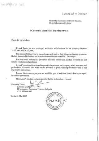 Letter of reference Germanos