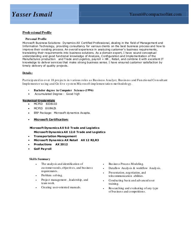 dynamics ax resume