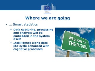 Where we are going
• Smart statistics proof-of-concept
Proofs-of- concept
•Give life to an idea
•Provide evidence that IoT...