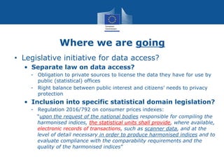 Where we are going
• Legislative initiative for data access?
• Separate law on data access?
- Obligation to private source...