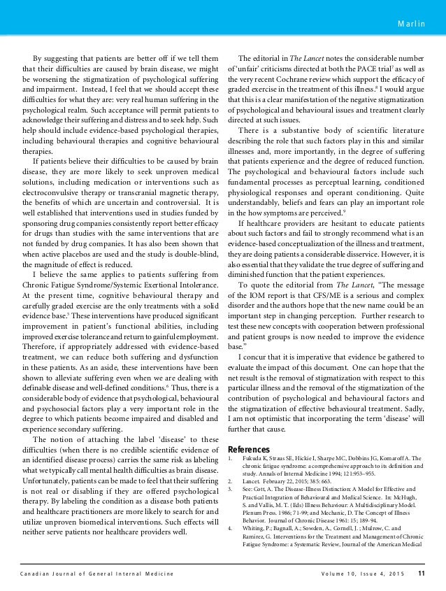 Lancet Editorial re Systemic Exertion Intolerance Disease March 2015