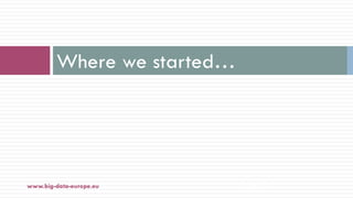 Where we started…
25-janv.-18www.big-data-europe.eu
 