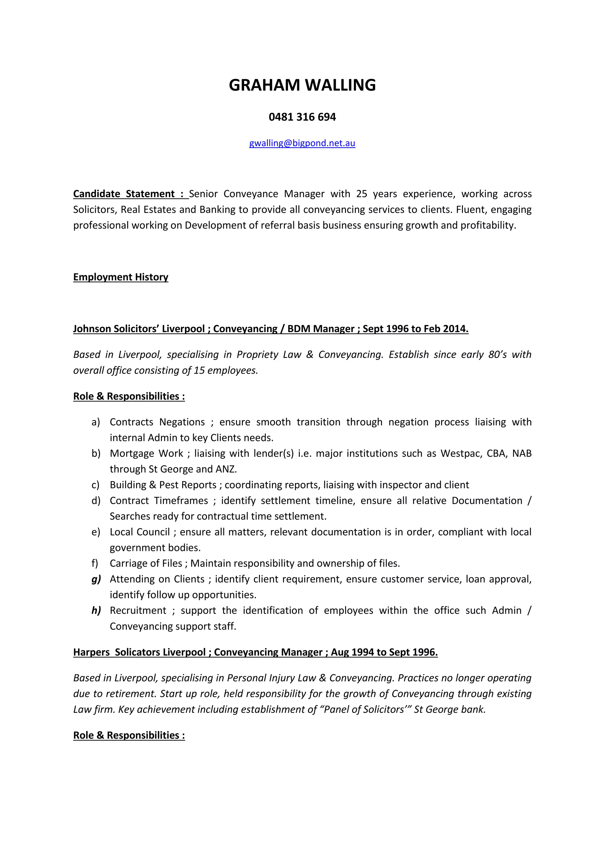 Graham Walling 2015 CV | DOCX