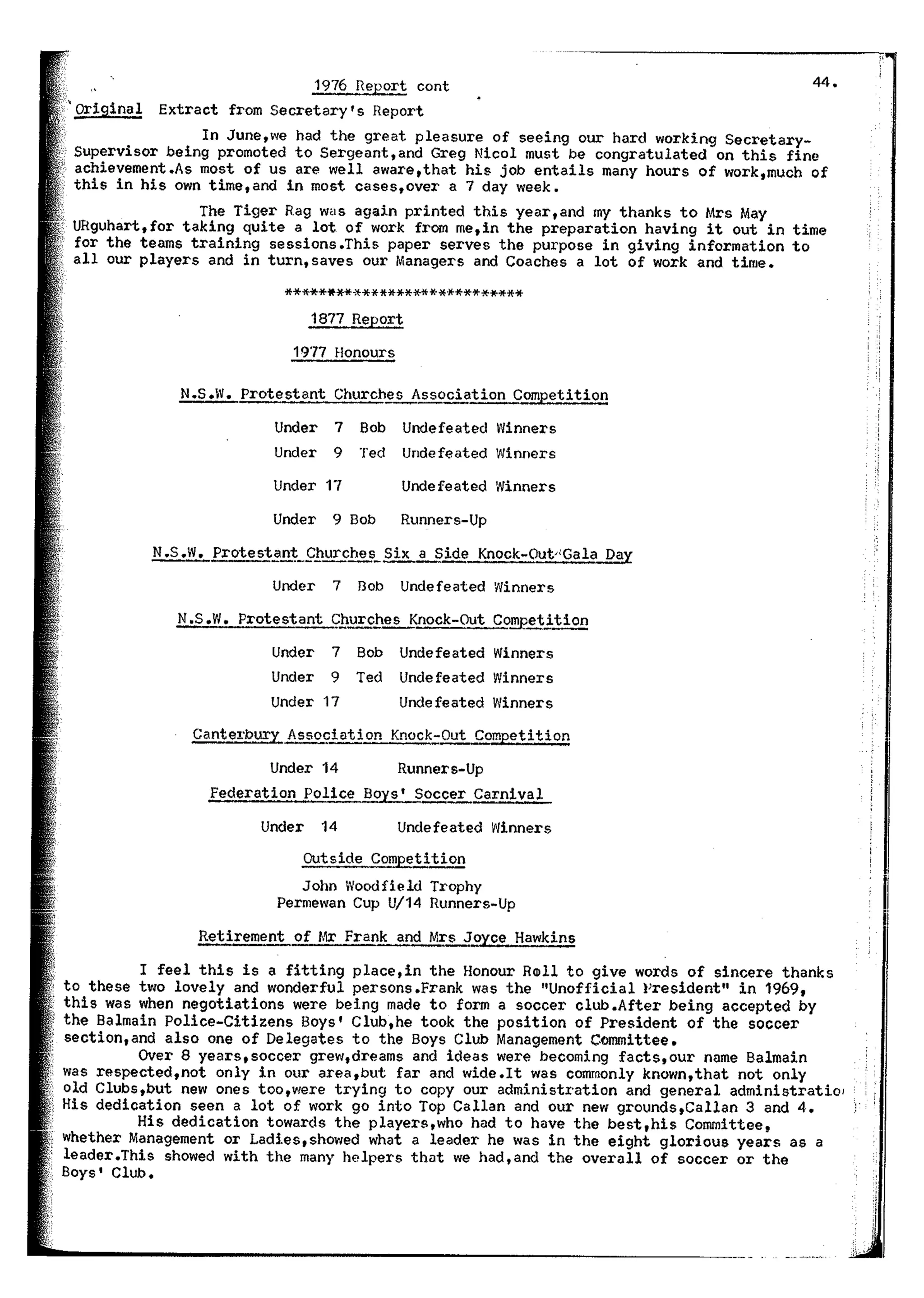 Balmain & Distric Football Club 20year history
