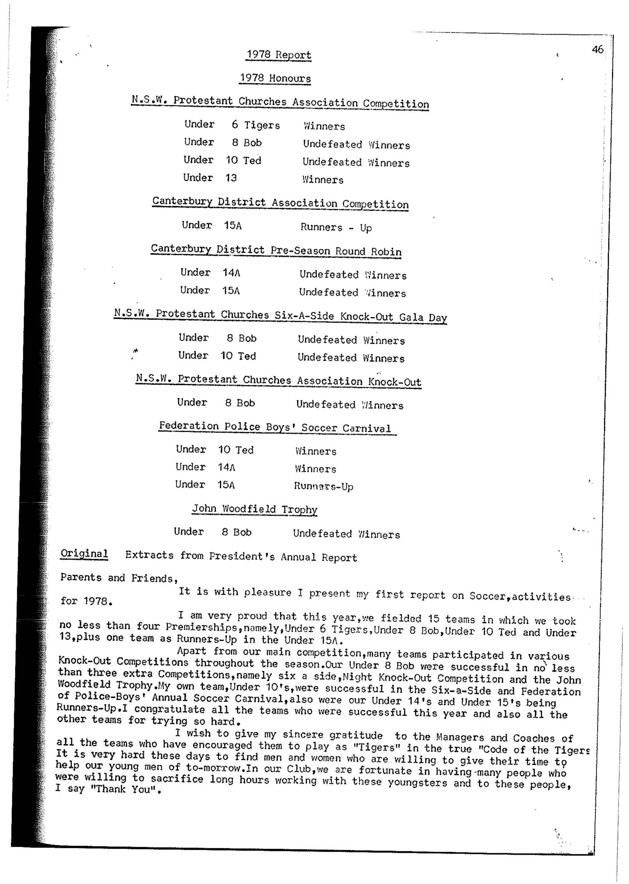 Balmain & Distric Football Club 20year history