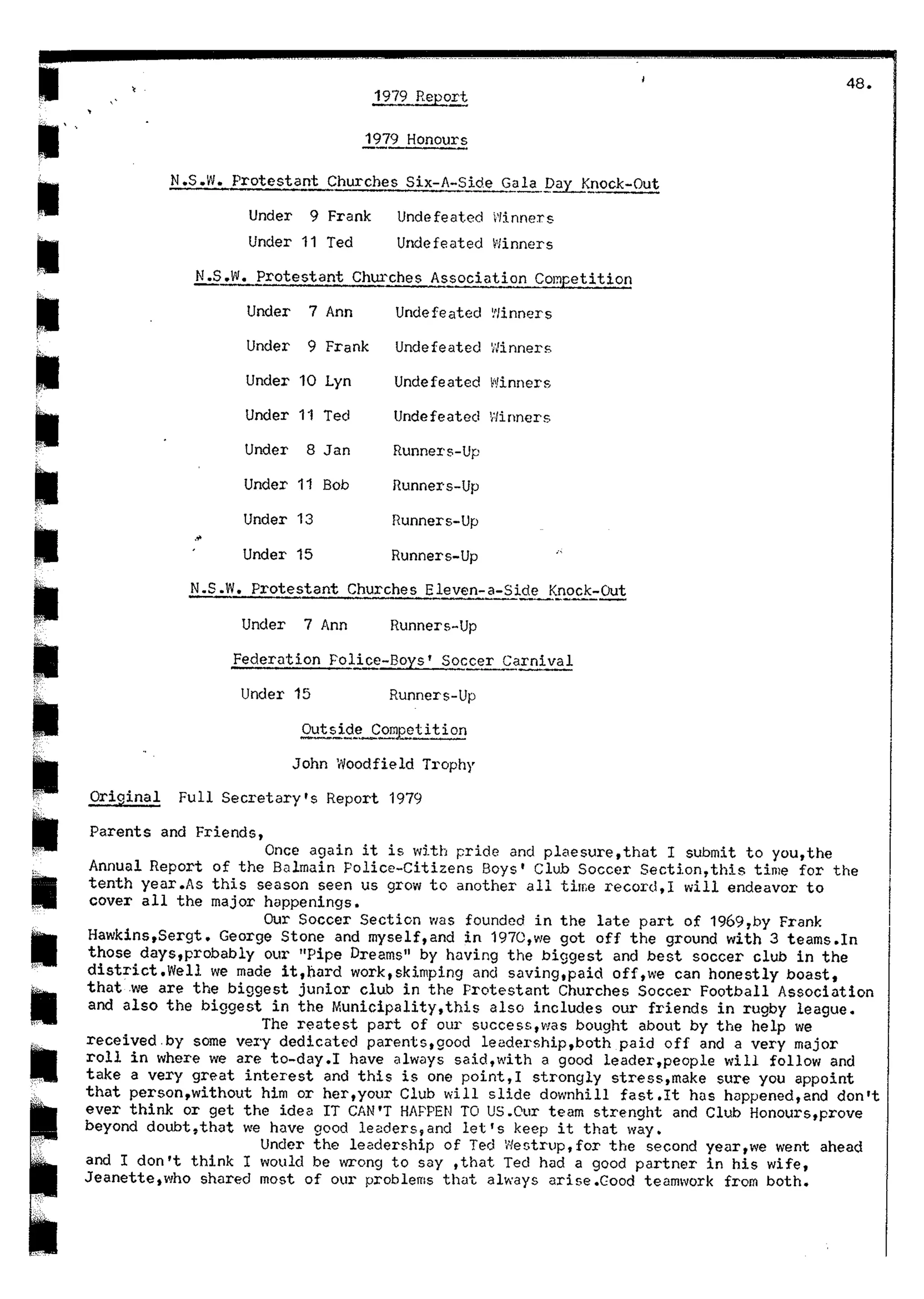 Balmain & Distric Football Club 20year history