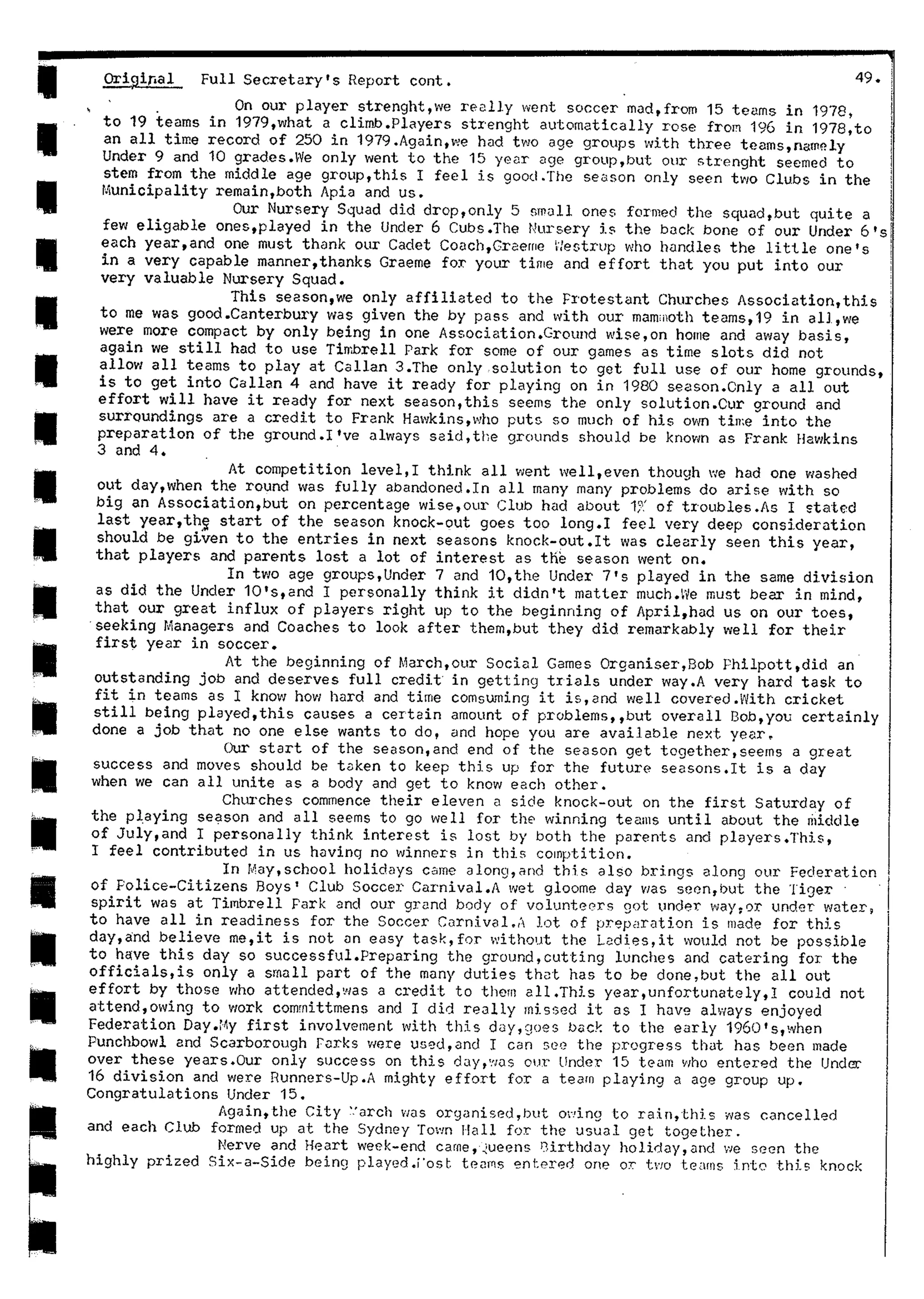 Balmain & Distric Football Club 20year history