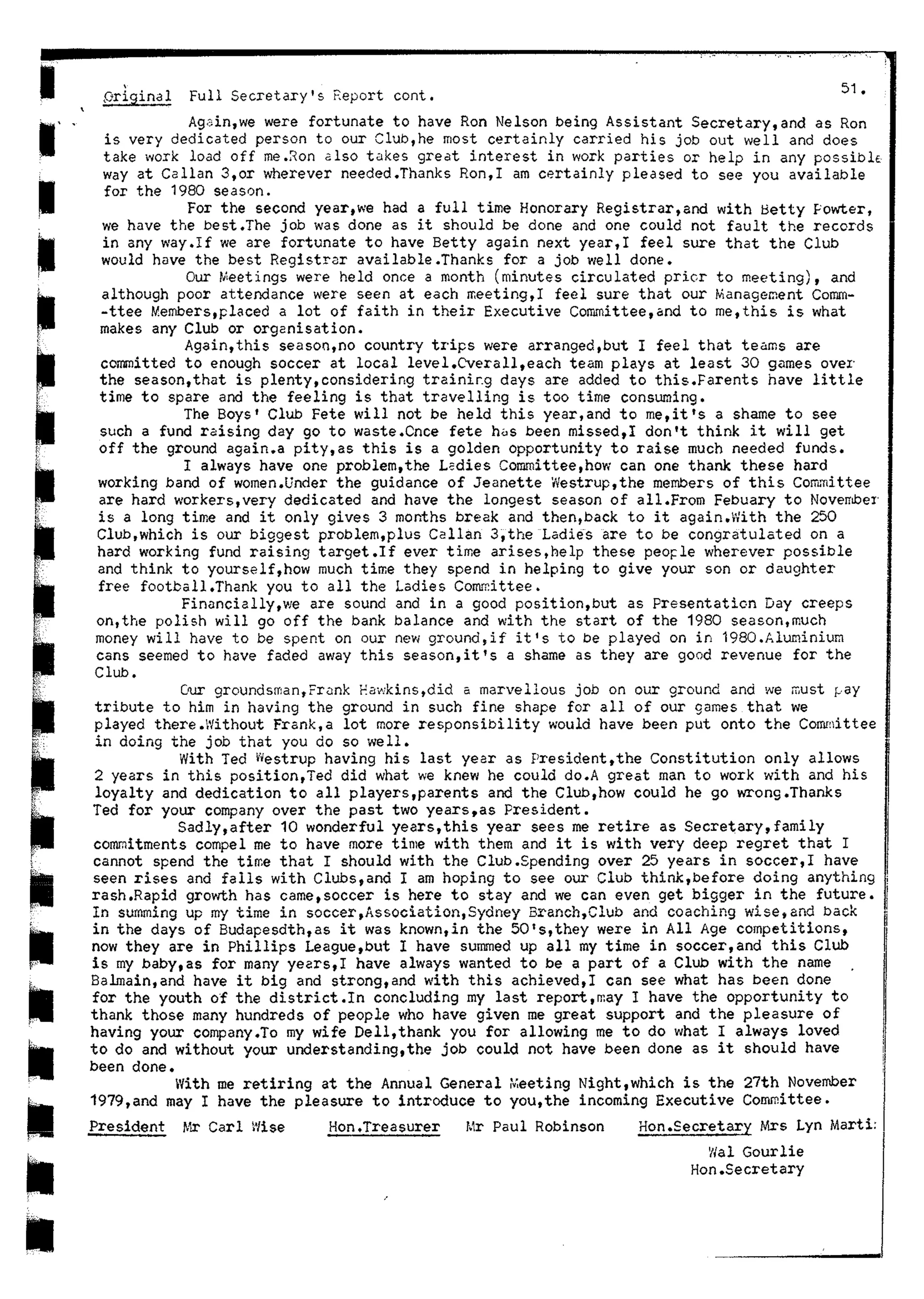 Balmain & Distric Football Club 20year history