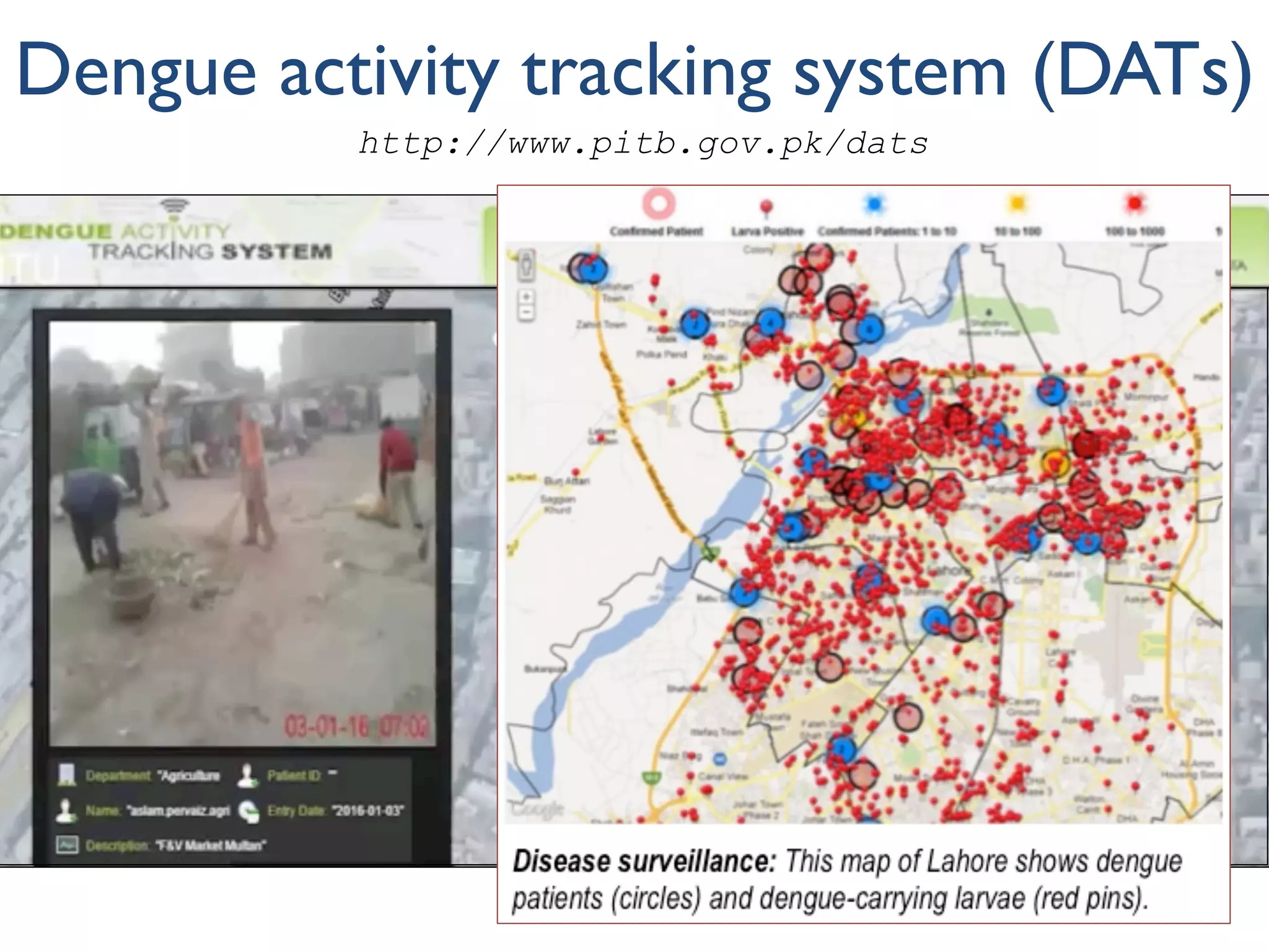 Dengue activity tracking system (DATs)
http://www.pitb.gov.pk/dats
 