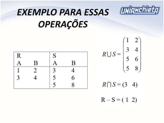 EXEMPLO PARA ESSAS
OPERAÇÕES
 