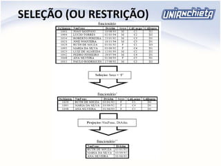 SELEÇÃO (OU RESTRIÇÃO)
 