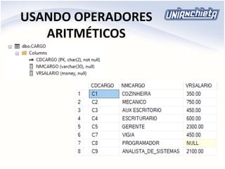 USANDO OPERADORES
ARITMÉTICOS
 