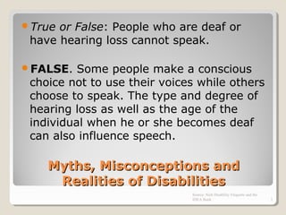 Disability Cannot Talk BDI Disability Awareness Training | PPT