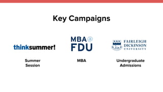 Key Campaigns 
Summer 
Session 
MBA 
Undergraduate 
Admissions 
 