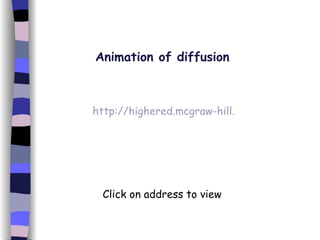 http://highered.mcgraw-hill.com/sites/0072495855/student_view0/chapter2/animation__how_diffusion_works.html Animation of diffusion Click on address to view 