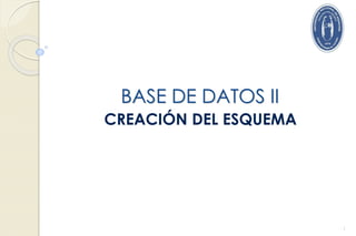 BASE DE DATOS II
CREACIÓN DEL ESQUEMA
1
 