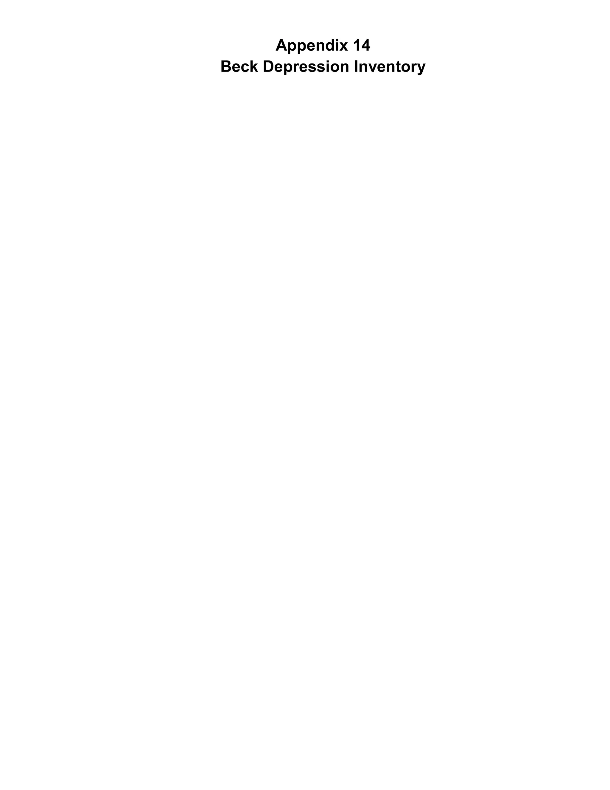 Beck Depression Inventory | PDF