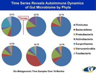 Time Series Reveals Autoimmune Dynamics 
of Gut Microbiome by Phyla 
Therapy 
Six Metagenomic Time Samples Over 16 Months 
 