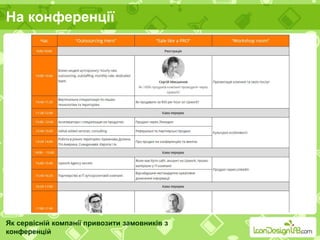 На конференції
Як сервісній компанії привозити замовників з
конференцій
 