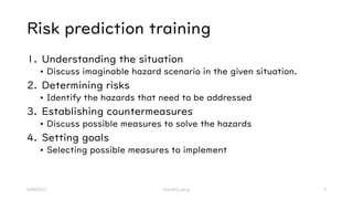 Risk prediction training
1. Understanding the situation
• Discuss imaginable hazard scenario in the given situation.
2. De...