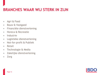 BRANCHES WAAR WIJ STERK IN ZIJN Agri & Food Bouw & Vastgoed Financiële dienstverlening Horeca & Recreatie Industrie Logistieke dienstverlening Not-for-profit & Publiek Retail Technologie & Media Zakelijke dienstverlening Zorg Page  