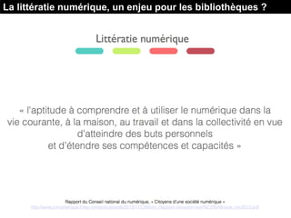 La littératie numérique, un enjeu pour les bibliothèques ?
 