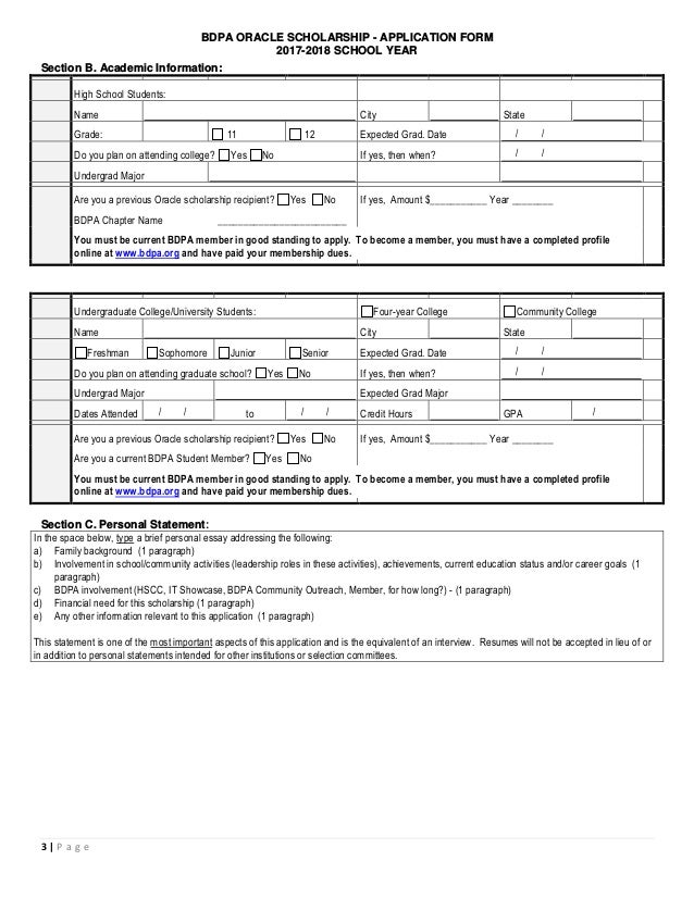 oracle scholarship for bdpa