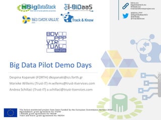 Big Data Pilot Demo Days
Despina Kopanaki (FORTH) dkopanaki@ics.forth.gr
Marieke Willems (Trust-IT) m.willems@trust-itservices.com
Andrea Schillaci (Trust-IT) a.schillaci@trust-itservices.com
 