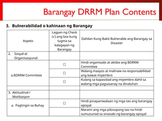 BARANGAY DISASTER RISK REDUCTION AND MANAGEMENT PLAN TEMPLATE | PPTX