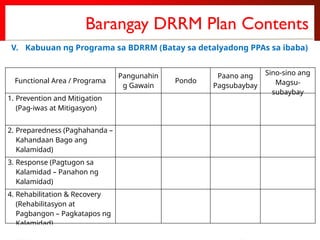 BARANGAY DISASTER RISK REDUCTION AND MANAGEMENT PLAN TEMPLATE | PPTX