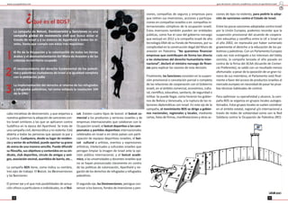 guía de boicot cultural y académico contra el apartheid israelí
1312
cabo inicia vas de desinversión, y que exijamos a
nuestros gobiernos la adopción de sanciones con-
tra Israel similares a las que se aplicaron contra
Sudáfrica en la época del Apartheid. Se trata de
una campaña civil, democrá ca y no violenta. Está
abierta a todas las personas que apoyan la paz y
la jus cia. Cualquiera, desde su lugar de residen-
cia y sector de ac vidad, puede aportar su grano
de arena de una manera sencilla. Puede difundir
su ﬁloso a, sus obje vos y contenidos en su sin-
dicato, club depor vo, círculo de amigas y ami-
gos, asociación vecinal, asamblea de barrio, etc...
La campaña BDS ene, como indica su nombre,
tres ejes de trabajo: El Boicot, las Desinversiones
y las Sanciones:
El primer eje y el que más posibilidades de actua-
ción ofrece a par culares e individuales, es el Boi-
cot. Existen cuatro pos de boicot: el boicot co-
mercial a los productos y servicios israelíes y de
empresas internacionales que colaboran con la
Ocupación israelí; el boicot depor vo a los cam-
peonatos y par dos depor vos internacionales
celebrados en Israel o en otros países con par -
cipación de equipos depor vos israelíes; el boi-
cot cultural a ar stas, eventos y expresiones
ar s cas, intelectuales y culturales israelíes que
persigan limpiar la imagen de Israel ante la opi-
nión pública internacional; y el boicot acadé-
mico, a las universidades y docentes israelíes que
no se hayan pronunciado claramente en contra
de las polí cas de colonización, Apartheid y ne-
gación de los derechos de refugiadas y refugiados
pales nos.
El segundo eje, las Desinversiones, persigue con-
vencer a los bancos, fondos de inversiones y pen-
siones, compañías de seguros y empresas para
que re ren sus inversiones, acciones y par cipa-
ciones en compañías israelíes o en compañías in-
ternacionales cómplices de la ocupación israelí.
Estos inversores también pueden ser en dades
públicas, como fue el caso del gobierno noruego
que excluyó en 2012 a la compañía israelí de alta
tecnología Elbit de su Fondo de Pensiones, por su
complicidad en la construcción ilegal del Muro de
anexión en Pales na. “No queremos ﬁnanciar
empresas que contribuyen de forma tan directa
a las violaciones del derecho humanitario inter-
nacional”, declaró el ministro noruego de ﬁnan-
zas para explicar las razones de esta decisión.
Finalmente, las Sanciones consisten en la suspen-
sión provisional o cancelación parcial o completa
de las relaciones de cooperación con el Gobierno
israelí, en el ámbito comercial, económico, cultu-
ral, cien ﬁco, educa vo, sanitario, de seguridad o
militar. Se puede llegar, como hicieron los gobier-
nos de Bolivia y Venezuela, a la ruptura de las re-
laciones diplomá cas con Israel. En este eje de la
campaña, el movimiento BDS se dirige a gobier-
nos nacionales, regionales y locales, mediante
cartas, listas de ﬁrmas, manifestaciones y otras ac-
ciones de po no-violento, para pedirle la adop-
ción de sanciones contra el Estado de Israel.
Entre las pocas sanciones adoptadas contra Israel
por la Unión Europea, podemos recordar que la
suspensión provisional del acuerdo de coopera-
ción educa va y cien ﬁca entre la UE e Israel en
el año 2002, en represalia por haber vulnerado
gravemente el derecho a la educación de los pa-
les nos y pales nas. Con un Parlamento Europeo
cada vez más entregado a los intereses del lobby
sionista, la campaña lanzada el año pasado en
contra de la ﬁrma del ACAA (Acuerdo de Comer-
cio Preferente), se saldó con un resultado menos
afortunado: a pesar de la oposición de un gran nú-
mero de sus miembros, el Parlamento votó ﬁnal-
mente a favor del acceso de productos israelíes al
mercado europeo sin necesidad de pasar las prue-
bas técnicas habituales de control.
Para op mizar su opera vidad y alcance, la cam-
paña BDS se organiza en grupos locales autoges-
onados. Estos grupos locales se suelen coordinar
en el ámbito estatal, regional y/o internacional a
través de redes de solidaridad como son la Red
Solidaria contra la Ocupación de Pales na (RES-
www.causapales na.net
¿Qué es el BDS?
La campaña de BBoicot, Desinversión y Sanciones es una
campaña global de resistencia civil que busca aislar al
Estado de Israel y a su sistema de Apartheid a todos los ni-
veles, hasta que cumpla con estos tres requisitos:
El ﬁn de la Ocupación y la colonización de todas las erras
árabes y el desmantelamiento del Muro de Anexión y de las
colonias en territorio ocupado
El reconocimiento del derecho fundamental de los pales -
nos y pales nas ciudadanos de Israel a la igualdad completa
con la población judía
La implementación del derecho al retorno de los refugiados
y refugiadas pales nos, tal como es pula la resolución 194
de la ONU
1
2
3
 