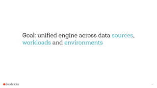 44
Goal: unified engine across data sources,
workloads and environments
 